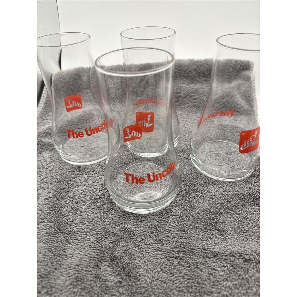 Vintage 7 Up The Un Cola Upside Down Glass Set of 4